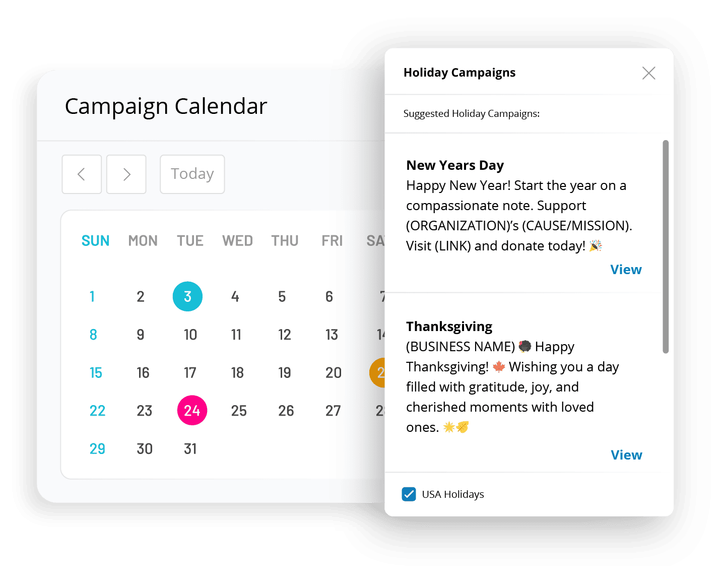 Campaign calendar holiday campaigns