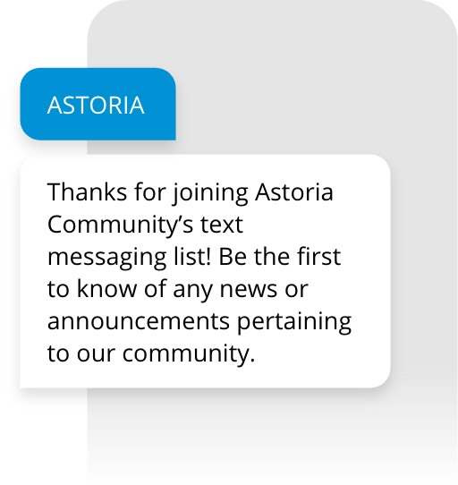 Astoria Community Text Message