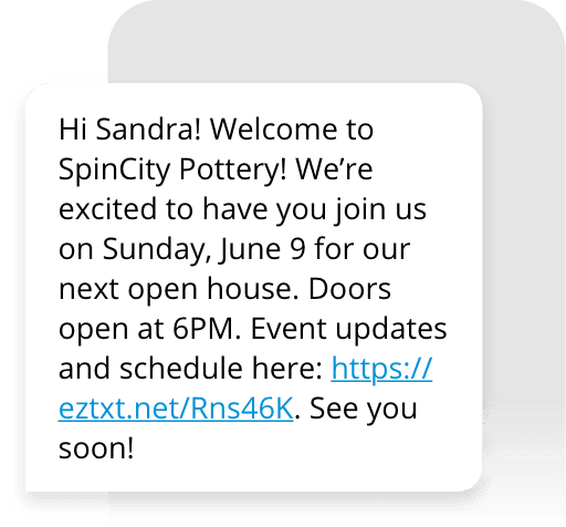 Welcome Event Text Example