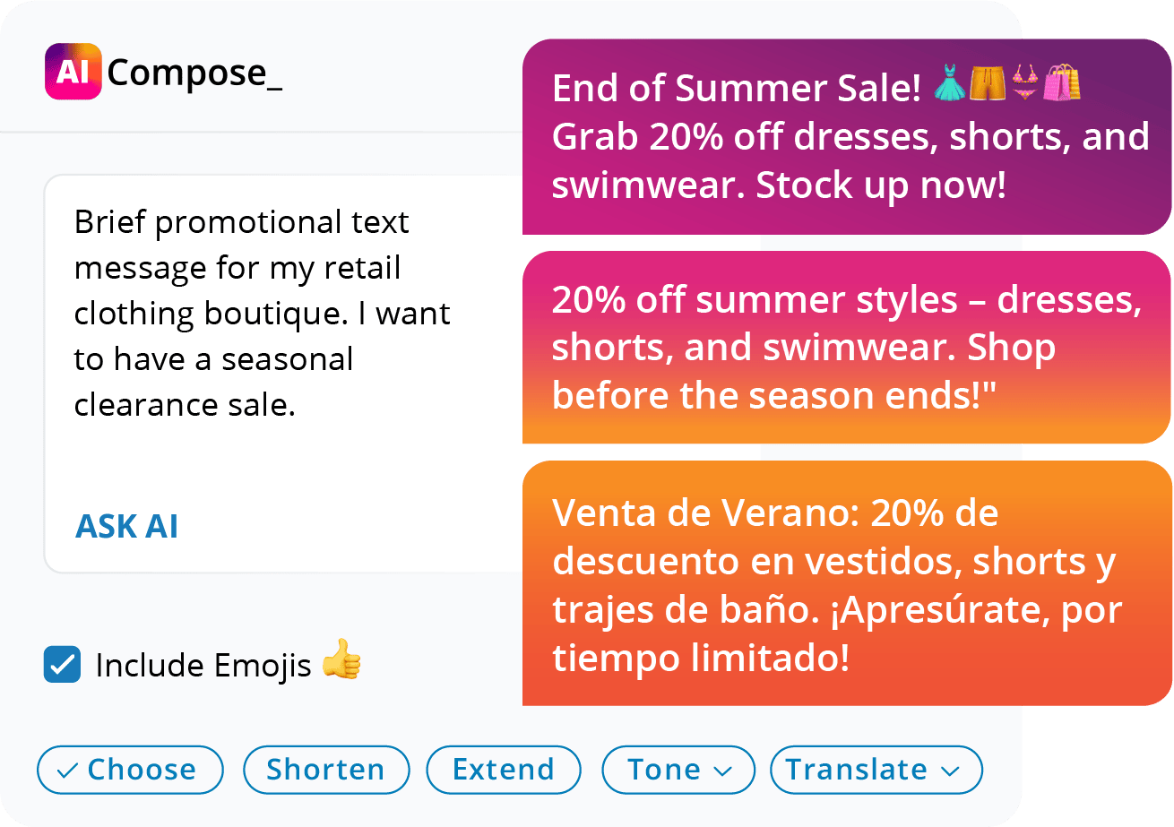 AI compose in-app message generator