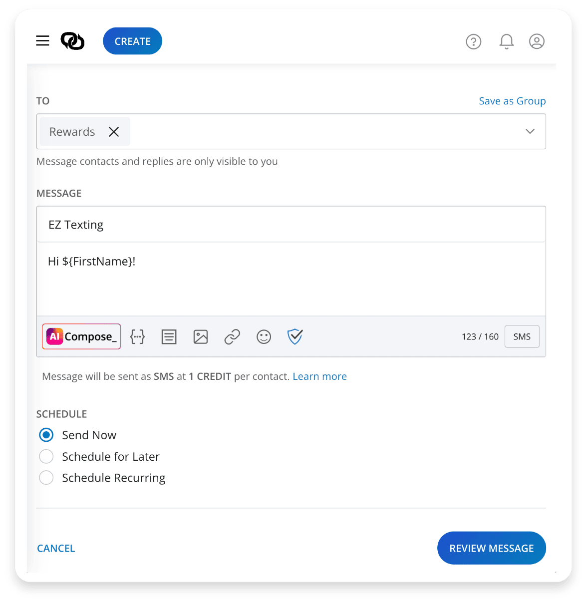 Create new text message