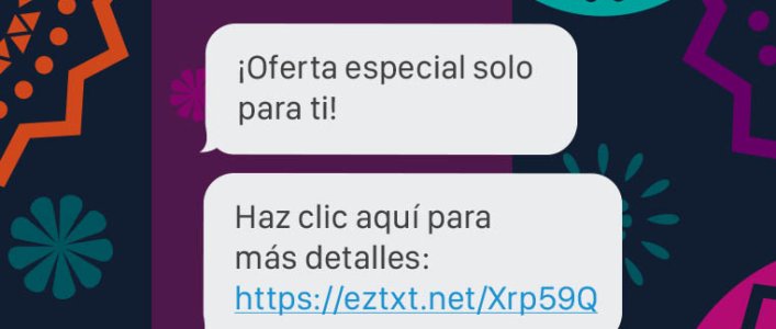 A smartphone screen displaying an SMS conversation in Spanish