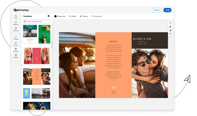 Text design templates library